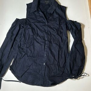 Saks Fifth Avenue Dark Blue Long Sleeve Button Up Shirt Sz S A